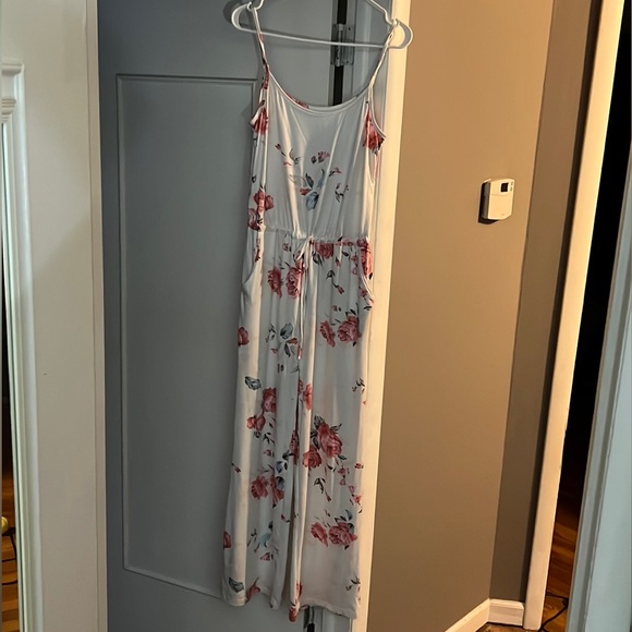 AMiERY Floral Printed Jumpsuits Solid Rompers Comfy Jumpsuit with Pockets (S) - Picture 4 of 5